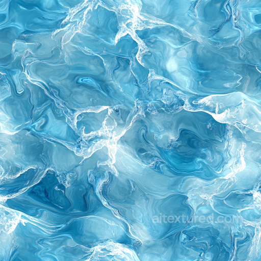 Seamless Stylized Turbulent Blue Water 3D PBR Texture with Foam Highlights seamless Water PBR texture