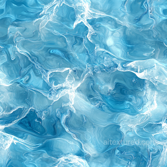 Seamless Stylized Turbulent Blue Water 3D PBR Texture with Foam Highlights Water texture preview