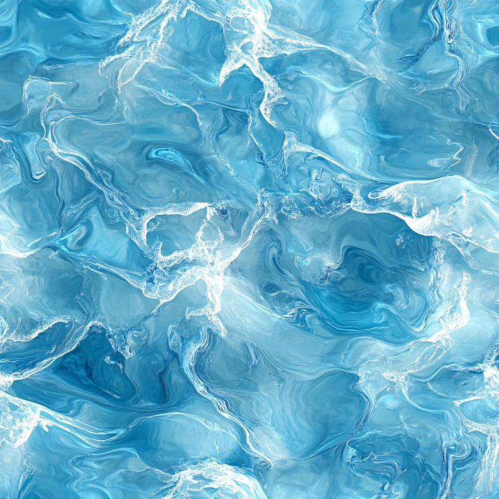 Stylized Turbulent Blue Water with Foam Highlights seamless PBR texture preview