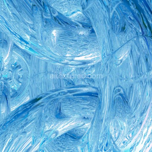 Blue Abstract Glass PBR Texture with Curved Swirling Patterns