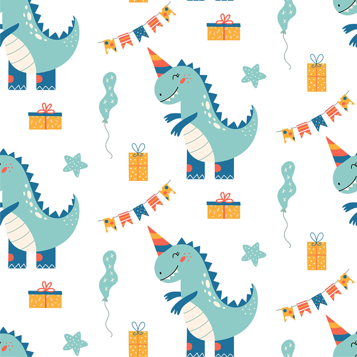 with Cute Dinosaur Cartoon Pattern for Baby Boy Themes seamless PBR texture preview