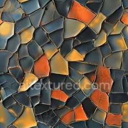 seamless Seamless 3D Cracked Ceramic Tile PBR Texture Featuring Dark, Orange & Yellow Fragmented Pattern texture 8k free download PBR