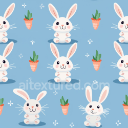 seamless Seamless 3D PBR Texture of Cute Easter Bunny and Carrot Pattern on Blue Background texture 8k free download PBR