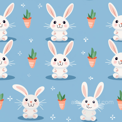 All Easter Digital paper Texture of Cute Easter Bunny and Carrot Pattern on Blue Backgrou… seamless All Easter Digital paper PBR texture