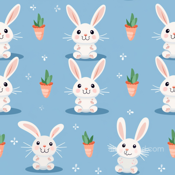 All Easter Digital paper Texture of Cute Easter Bunny and Carrot Pattern on Blue Backgrou… All Easter Digital paper texture preview