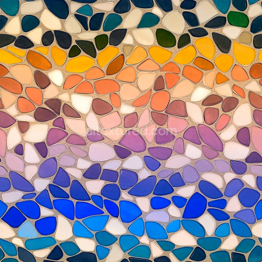 Seamless 3D Mosaic PBR Texture of Irregular Multi-Color Ceramic Tiles with Matte Finish texture preview