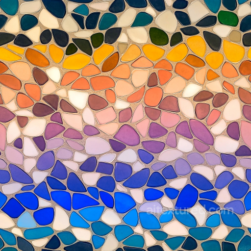 Mosaic PBR Texture of Irregular Multi-Color Ceramic Tiles with Matte Finish seamless Mosaic PBR texture
