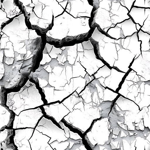 Seamless 3D PBR Cracked Dry Earth Texture with Deep Fissures and Jagged Edges