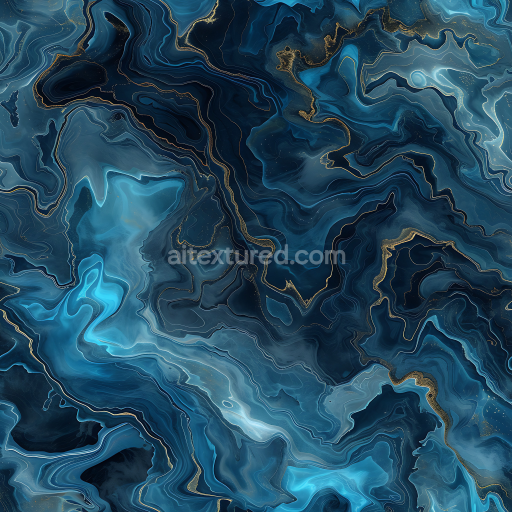 Seamless 3D Blue Marble PBR Texture with Gold Veining and Fluid Patterns
