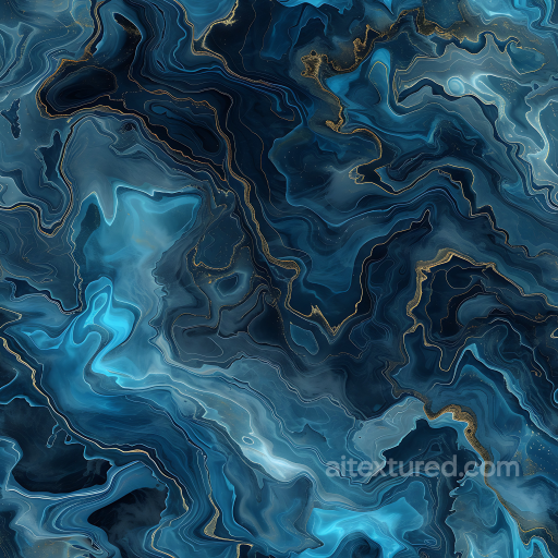 Blue Marble PBR Texture with Gold Veining and Fluid Patterns seamless Marble PBR texture