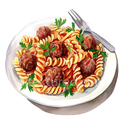 seamless Watercolor Style Meatball Pasta Plate Breakfast Illustration texture 8k free download PBR