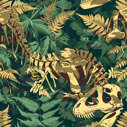 Dinosaur Fossil Camouflage PBR Texture with Dense Jungle Foliage seamless Color Camouflage PBR texture