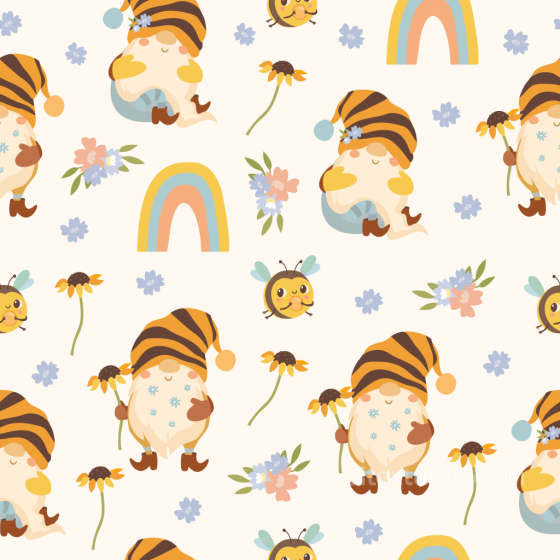 With Cute Cartoon Gnomes, Bees, Rainbows St patrick texture preview
