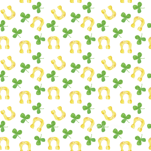 St Patrick Digital Paper Bundle Texture of Yellow Horseshoes and Green Clovers Pattern seamless St patrick digital paper bundle PBR texture