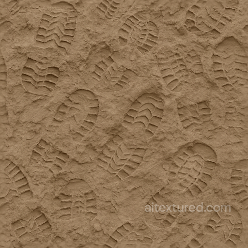 Of Tracked Clay Footprints On Moist Clay Soil Surface seamless Footprints PBR texture