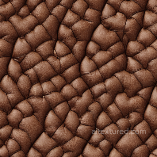 Quilted Brown Leather PBR Texture with Puffy Stitching and Rich Grain seamless Leather PBR texture