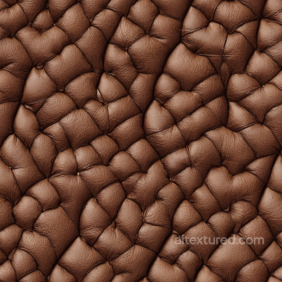 Quilted Brown Leather PBR Texture with Puffy Stitching and Rich Grain Leather texture preview