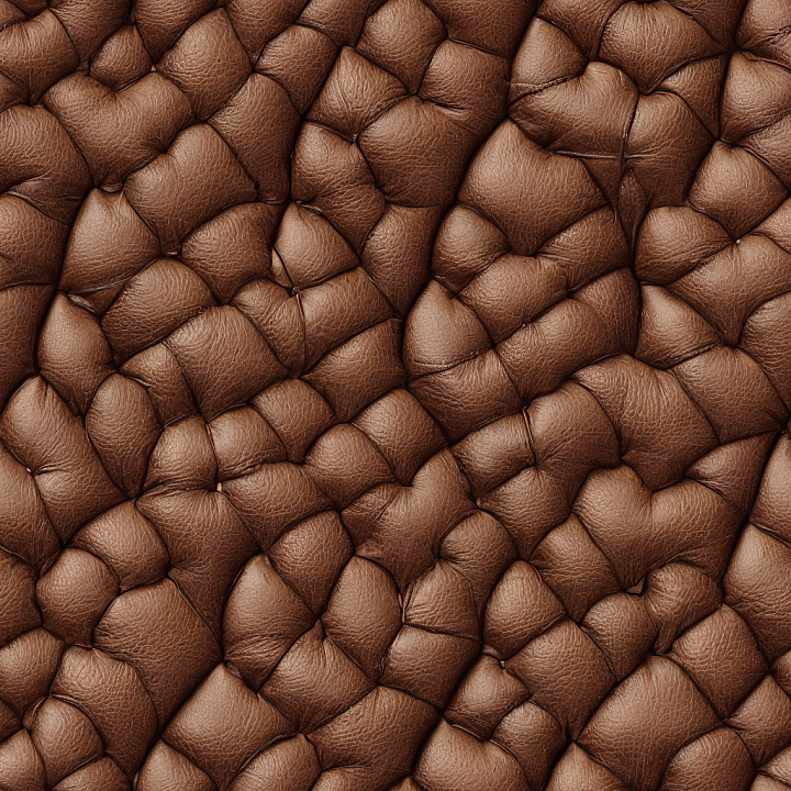 Quilted Brown Leather with Puffy Stitching and Rich Grain seamless PBR texture preview