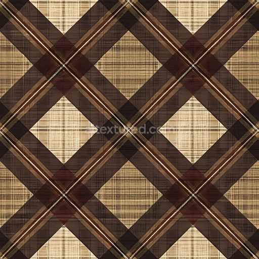 Seamless 3D PBR Texture of Brown and Beige Plaid Fabric Pattern with Layered Weave