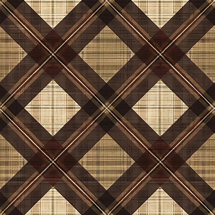 Brown and Beige Plaid Fabric Pattern with Layered Weave seamless PBR texture preview