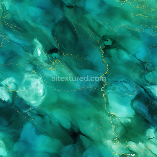 Seamless 3D Green and Blue Marble PBR Texture with Delicate Gold Vein Pattern