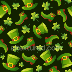 seamless Seamless 3D PBR texture featuring St Patrick green hats, shoes, and shamrocks texture 8k free download PBR