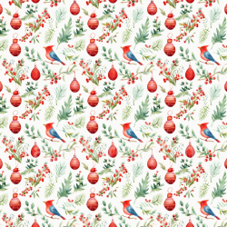 seamless Seamless 3D PBR Watercolor Christmas Texture Featuring Birds, Ornaments, and Greenery texture 8k free download PBR