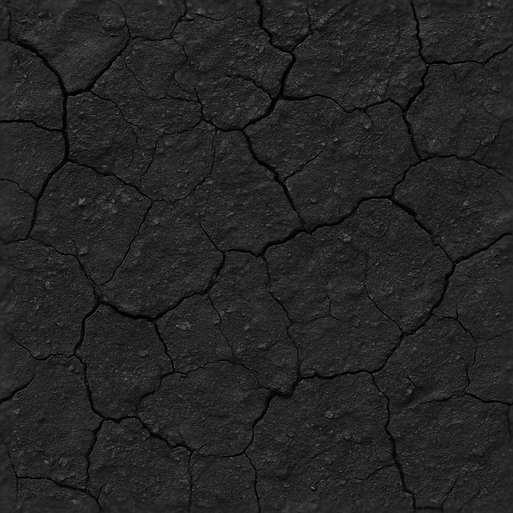 Coal Surface Cracked Dry Deep Black Color seamless PBR texture preview