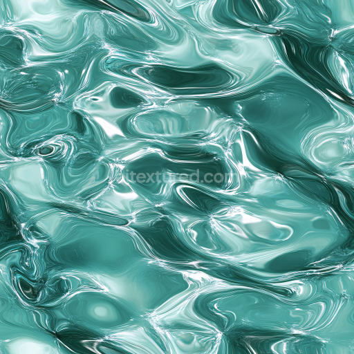 Seamless 3D PBR Texture of Stylized Turquoise Liquid Water with Flowing Wave Patterns