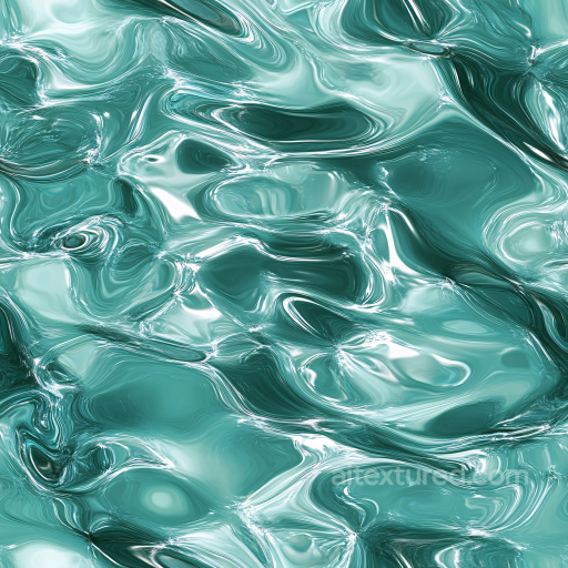Stylized Turquoise Liquid Water Seamless Texture with Flowing Wave Patterns seamless Water PBR texture