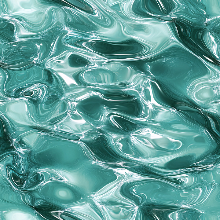 Stylized Turquoise Liquid Water with Flowing Wave Patterns seamless PBR texture preview