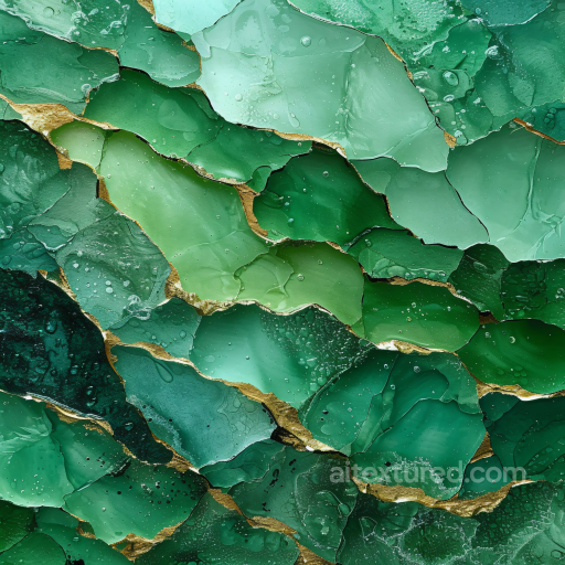Alcohol Ink PBR Texture Featuring Emerald Green Layers with Gold Veined Accents seamless Alcohol ink PBR texture