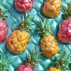 seamless Seamless 3D Inflated Vinyl Texture with Colorful Pineapple Patterns texture 8k free download PBR