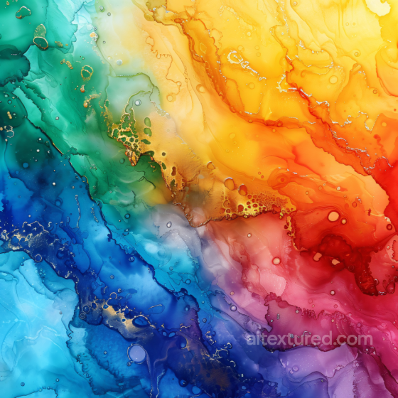 Alcohol Ink PBR Texture Featuring Rainbow Fluid Waves and Gold Veins Alcohol ink texture preview