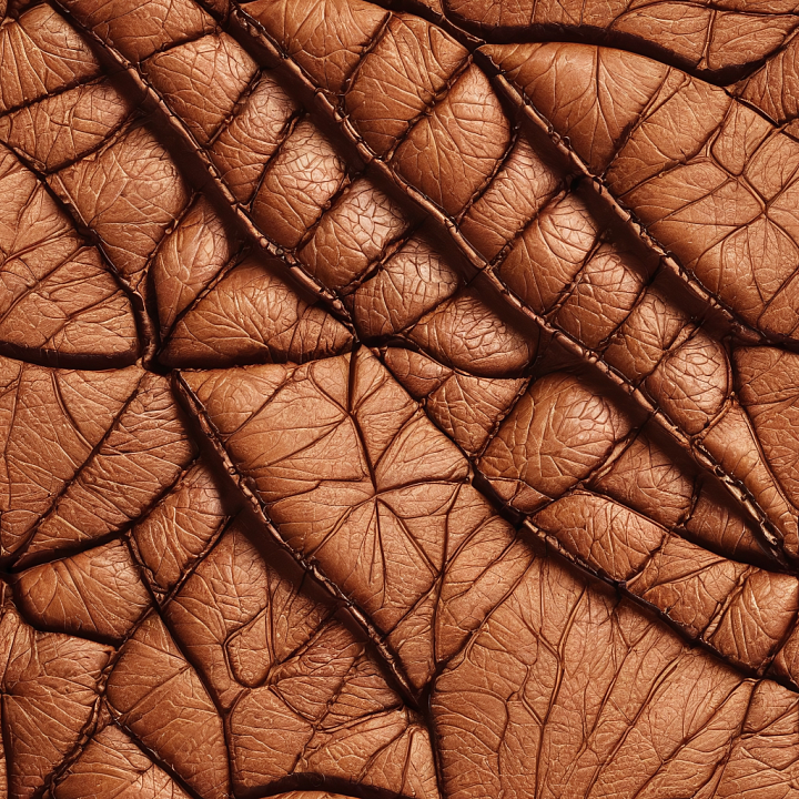 Brown Cracked Leather with Deep Wrinkles and Defined Grain seamless PBR texture preview
