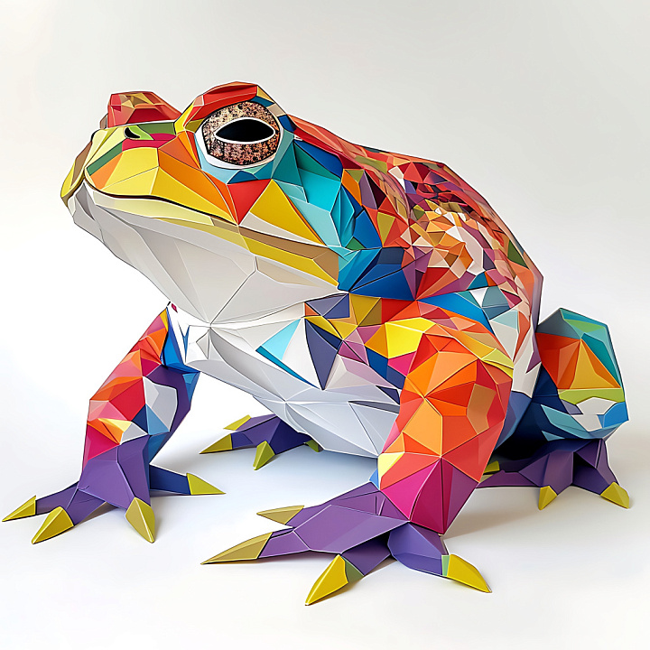 Animal of Vibrant Geometric Common Toad Origami Pattern seamless PBR texture preview