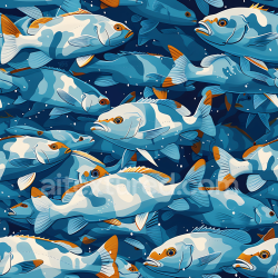 seamless Seamless 3D aquatic fish camouflage PBR texture with blue and orange stylized pattern texture 8k free download PBR