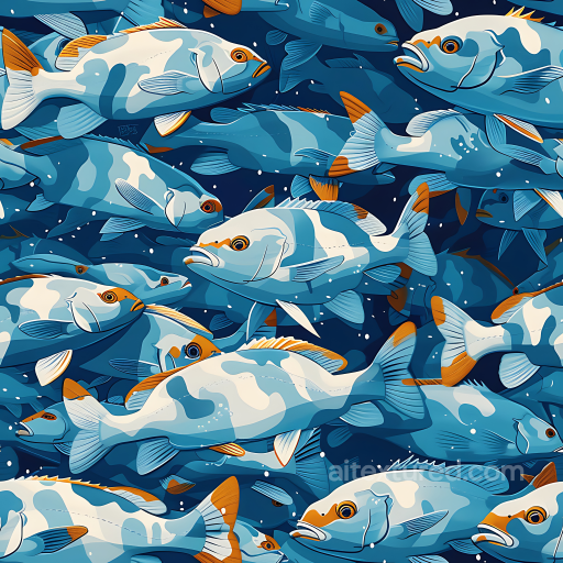 aquatic fish camouflage PBR texture with blue and orange stylized pattern seamless Color Camouflage PBR texture