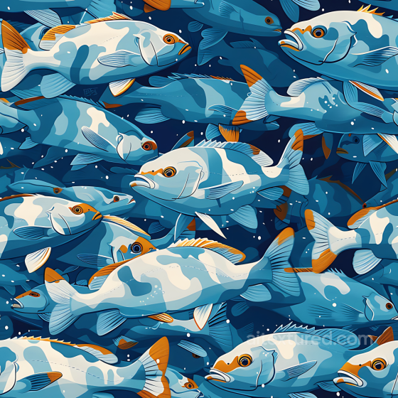 aquatic fish camouflage PBR texture with blue and orange stylized pattern Color Camouflage texture preview