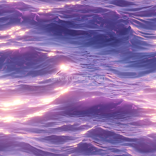 Preview — Seamless 3D Water PBR Texture with Stylized Purple Ocean Waves & Reflective Highlights