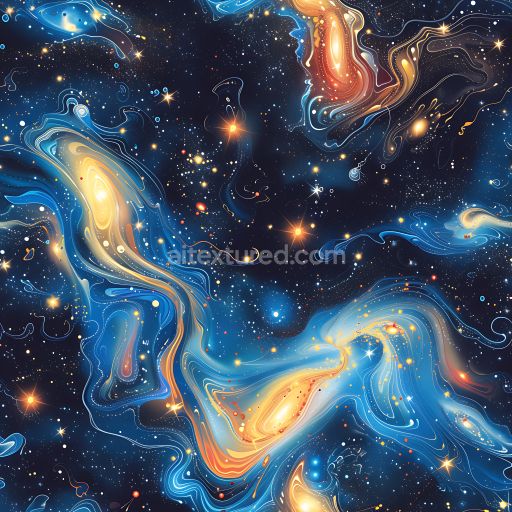 Seamless 3D Space PBR Texture Featuring Vivid Nebula Clouds and Starfield Swirls