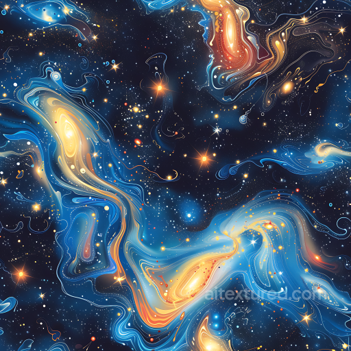 Space PBR Texture Featuring Vivid Nebula Clouds and Starfield Swirls seamless Star, space, planets PBR texture