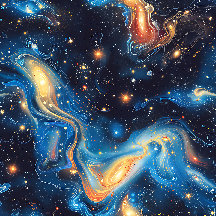 Space Featuring Vivid Nebula Clouds and Starfield Swirls seamless PBR texture preview