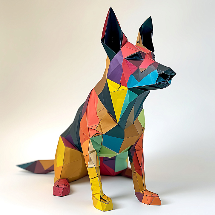 Animal of Colorful Geometric Australian Kelpie Dog Pattern seamless PBR texture preview