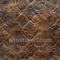seamless Seamless 3D patterned distressed brown leather PBR texture with ornate embossing texture 8k free download PBR