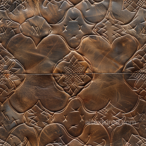 patterned distressed brown leather PBR texture with ornate embossing seamless Leather PBR texture