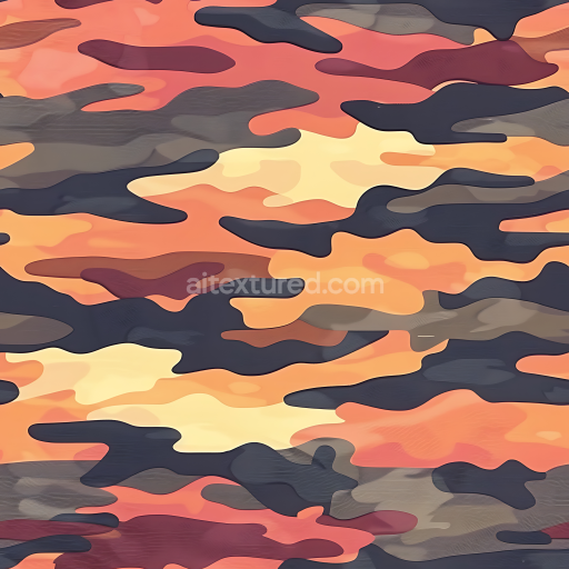 Seamless 3D Orange Desert Camouflage PBR Texture with Organic Shapes