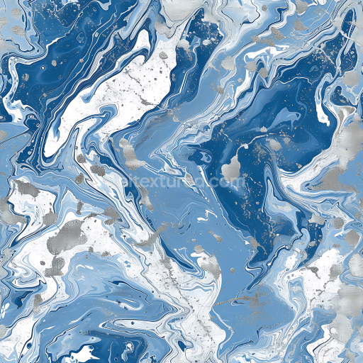 Seamless 3D Icy Blue and Silver Marble PBR Texture with Fluid Veins