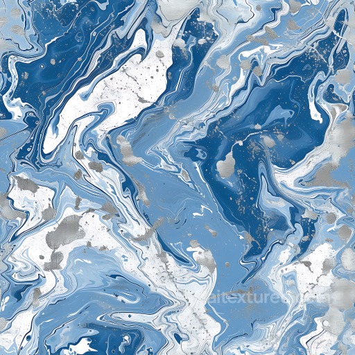 Icy Blue and Silver Marble PBR Texture with Fluid Veins seamless Marble PBR texture