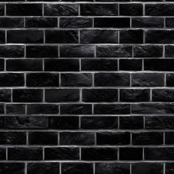 Black Cracked Brick Wall with Rough Surface seamless PBR texture preview